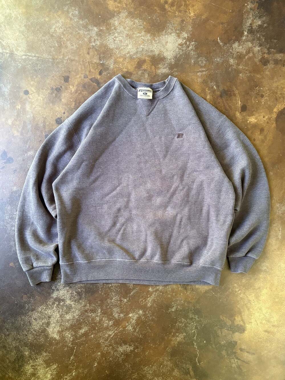 Vintage Russell Athletic Gray Crewneck Sweatshirt with Embroidered Logo, Size XL